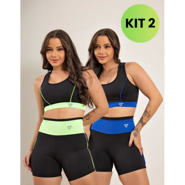 Cód. 01 - 2 Conjunto Fitness Feminino Top E Short De Academia