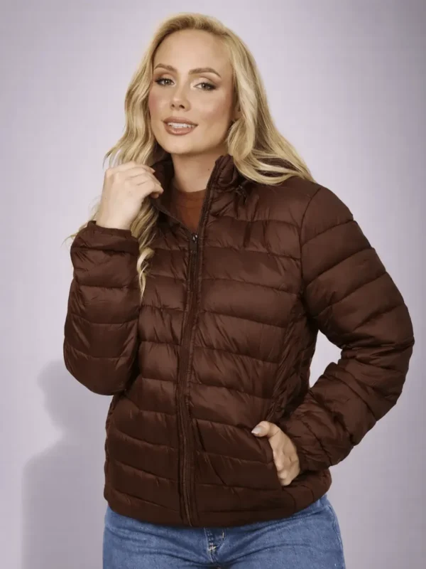 Cód. 729 - Jaqueta Feminina Bobojaco Nylon Gola Alta Forrada Sem Capuz