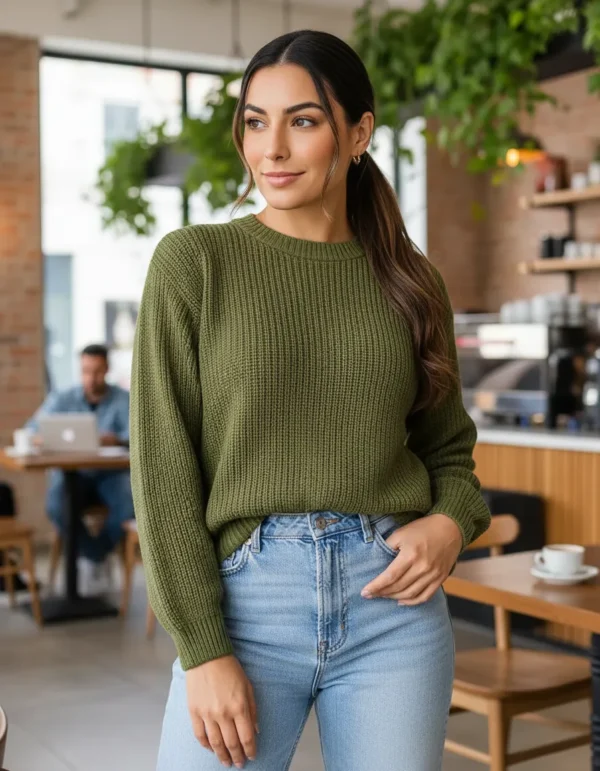 Cód. 1225 - Suéter Blusa Manga Longa Max Cropped Frio Pullover Lã Trico