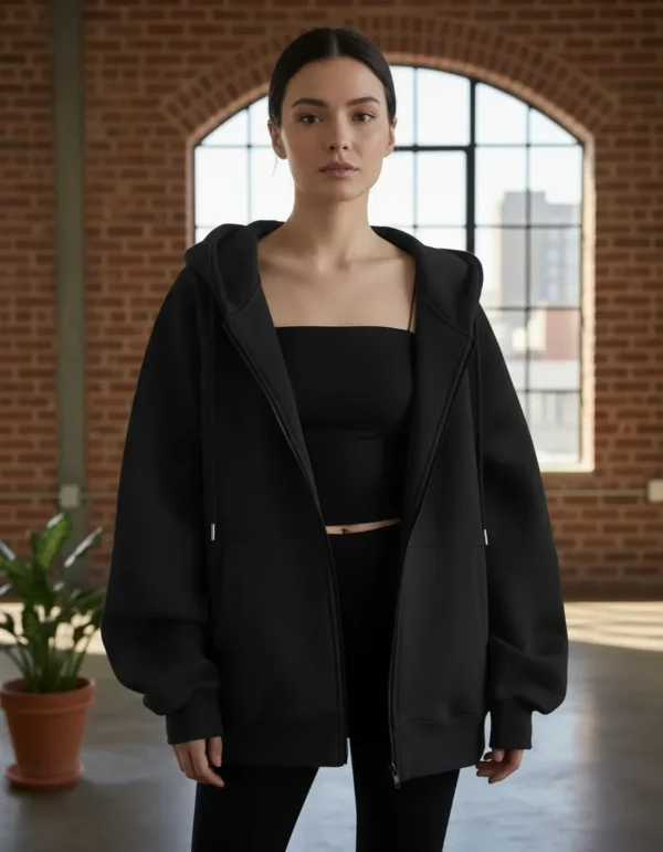 Cód. 510 - Blusa Moletom  Feminina Flanelada Fechamento Em Zíper Casual