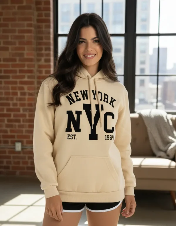 Cód. 520 - Moletom Feminino Blusa De Frio Canguru Casual Nyc New York