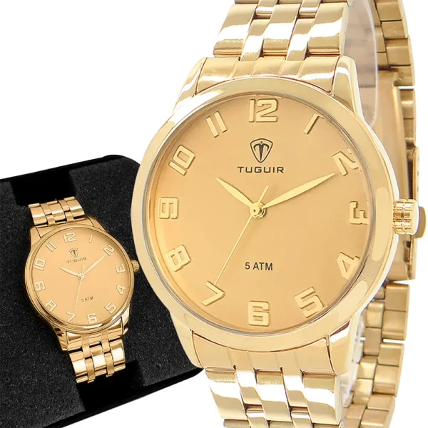 Cód. 900 - Relógio Tuguir Dourado Feminino Analógico Original Garantia
