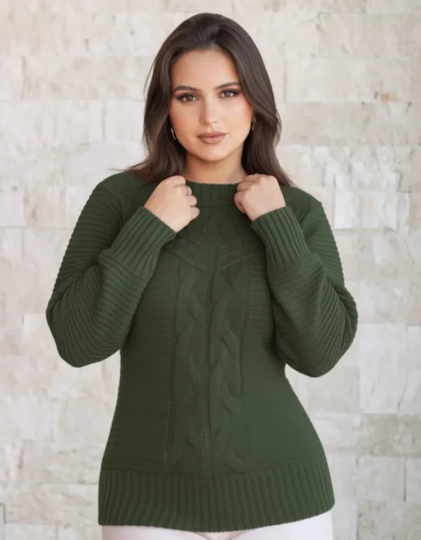 Cód. 1282 - Blusa De Frio Feminina Grossa Tricot Tranças De La Premium