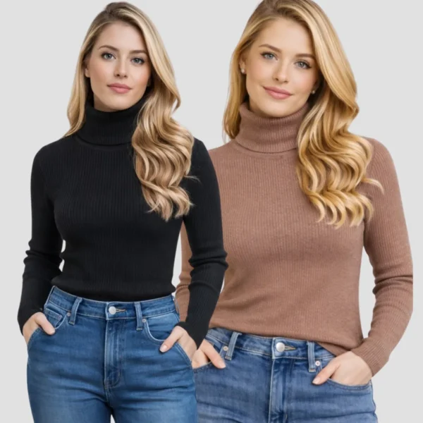 Cód. 1261 - Kit 2 Blusa De Frio Cacharrel Feminina Gola Alta Tricô
