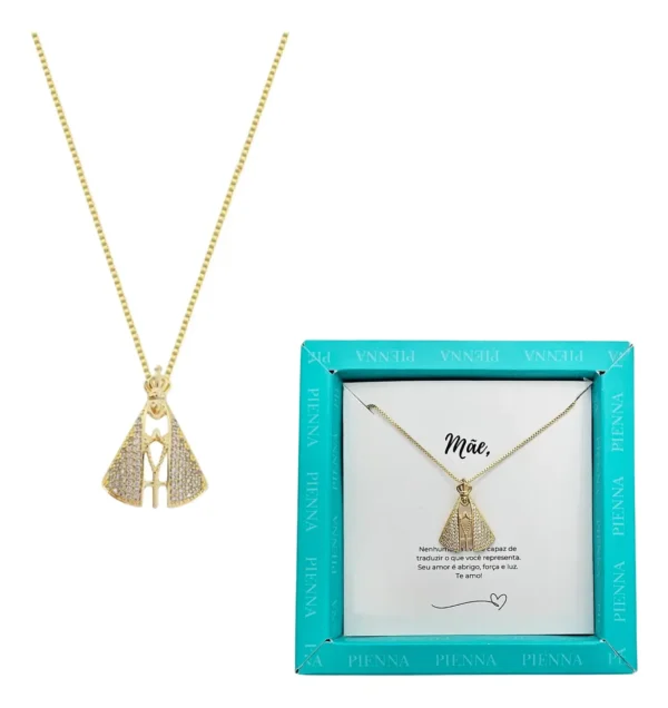 Cód. 1009 - Colar Nossa Senhora Aparecida Presente Mãe Banhado Ouro 18k
