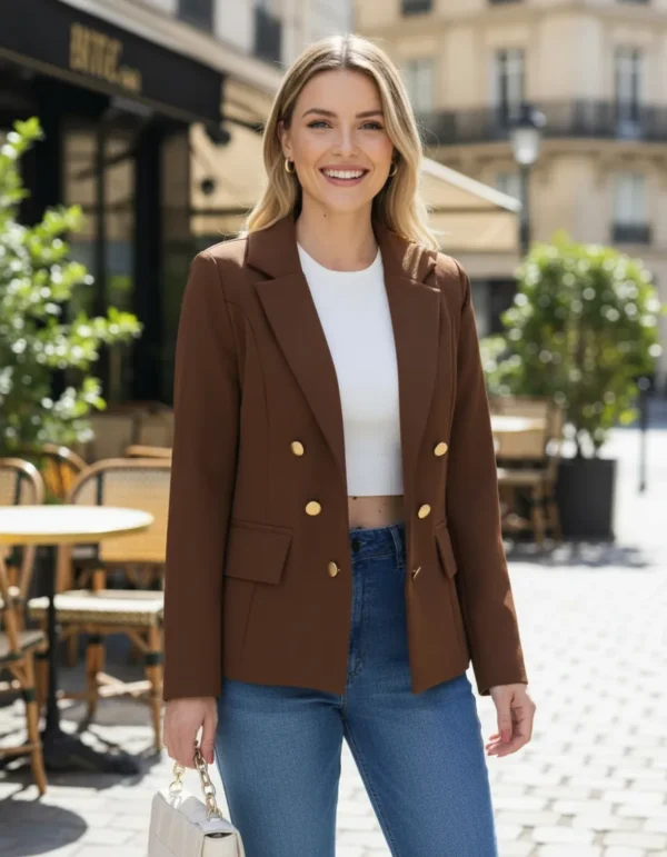 Cód. 597 - Blazer Alfaiataria Feminino Casaco Social Manga Longa