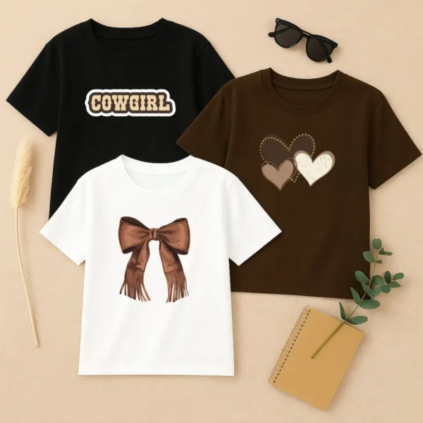 Cód. 446 - T-shirt Camiseta Feminina Country Kit Com 3 Cowgirl