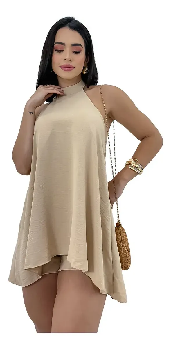 Cód. 1296 - Conjunto Feminino Vestido Soltinho Frente Unica Short Verão