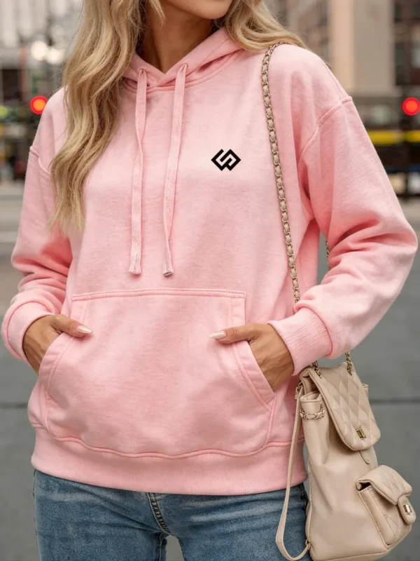 Cód. 555 - Moletom Feminino Flanelado Com Capuz Blusao Canguru Original