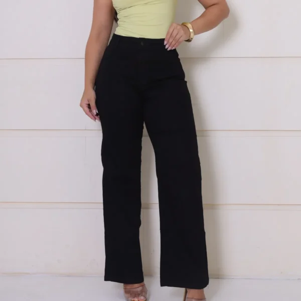 Cód. 393 - Calça Jeans Feminina Wide Leg Pantalona Cintura Alta Inverno