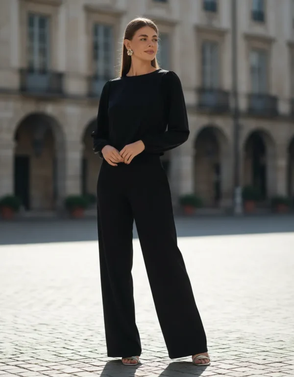 Cód. 1297 - Conjunto Elegante Alfaiataria Com Blusa E Calça Pantalona