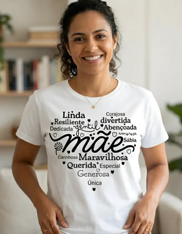 Cód. 1052 - Camiseta Feminina Presente Dia Das Mães Estampa Coração
