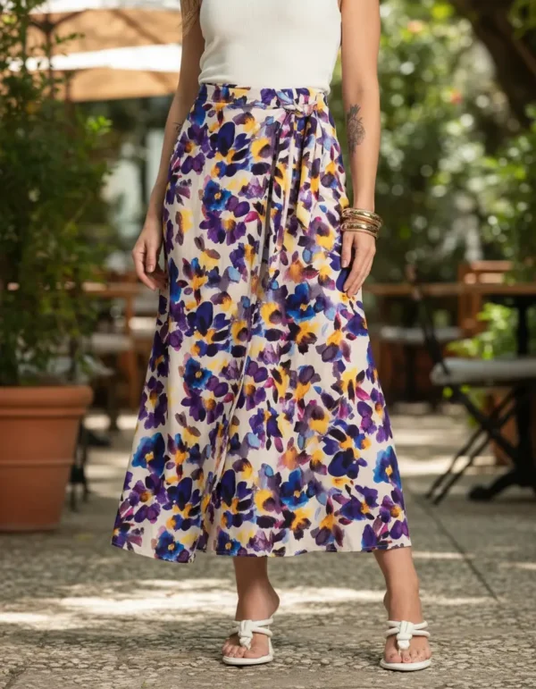 Cód. 786 - Saia Longa Estampada Endless Roxo