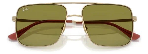 Cód. 804 - Óculos De Sol Masc/fem Ari Bio-based Quadrado Verde Ray Ban Cor Sólida Polido Ouro-pálido/verde Green Pale Gold Pale Gold