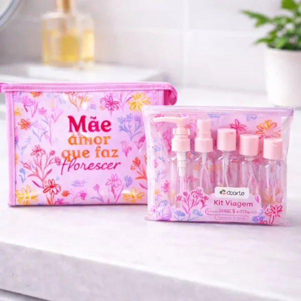 Cód. 1017 - Kit Necessaire Viagem Frascos Ziplock Presente Dia Das Mães