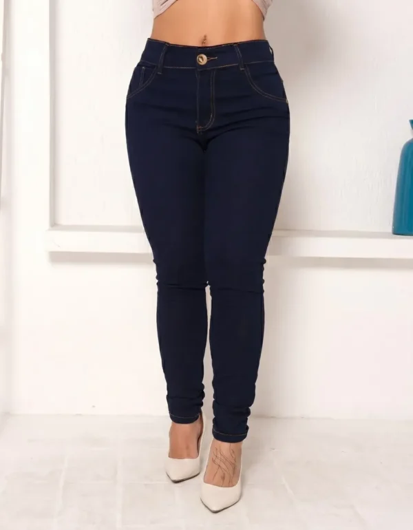 Cód. 390 - Calça Jeans Feminina Empina Bumbum Cintura Alta Lycra Preta