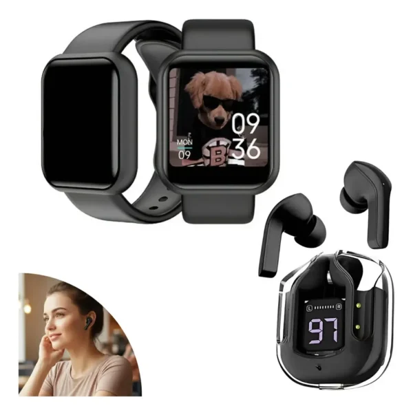 Cód. 870 - Relógio Smartwatch Digital + Fone Bluetooth Display Led