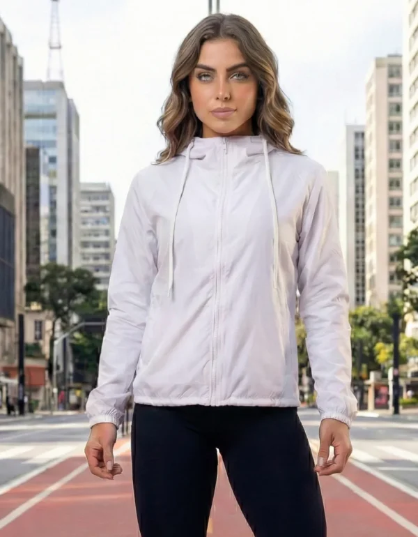 Cód. 583 - Jaqueta Corta Vento Feminina Forro Total Capuz Bolso