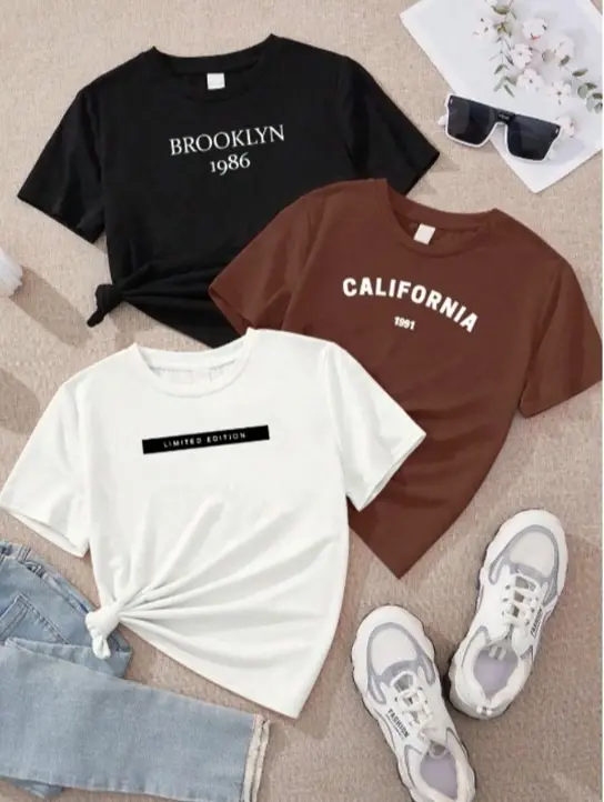 Cód. 442 - Kit3 Camiseta Feminina Algodão Premium Brooklin Califórnia