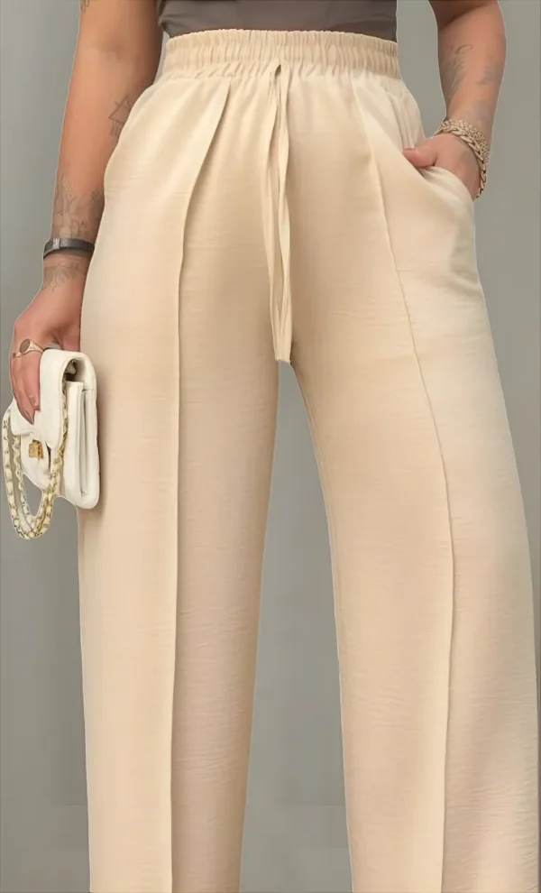 Cód. 394 - Calça Pantalona Duna Wide Leg Feminina Com Elástico E Bolso