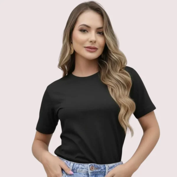 Cód. 429 - Camiseta Feminina Algodão Premium Blusa Básica Fio 30.1 Lisa