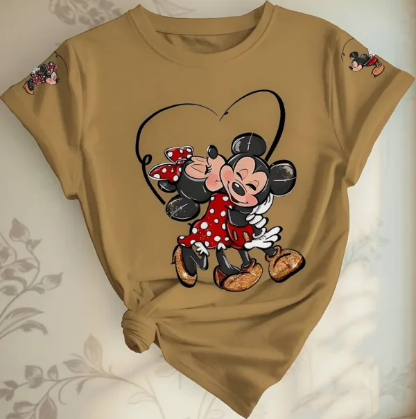 Cód. 453 - Camiseta Feminina Estampa Mickey E Minnie Linha Premium