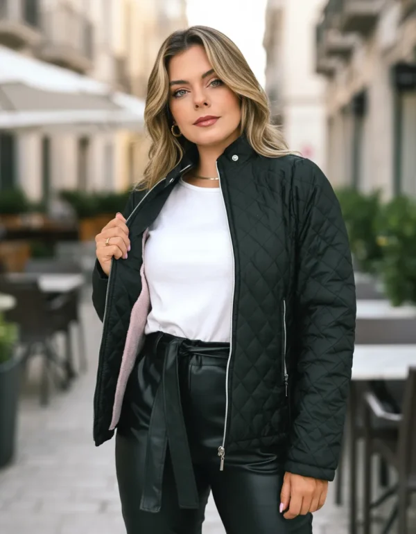 Cód. 1147 - Jaqueta Forrada Feminina Puffer Bobojaco Com Pelo Flece Frio