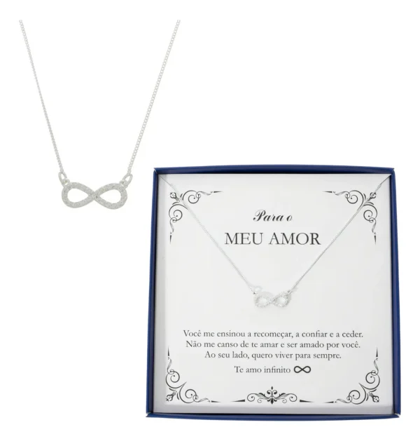Cód. 338 - Colar Ponto de Luz DS Joias Prata 925 Infinito Zircônias 45cm