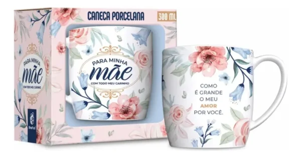 Cód. 1050 - Caneca Porcelana Presente Dia Das Mães Frase Mãe Com Carinho