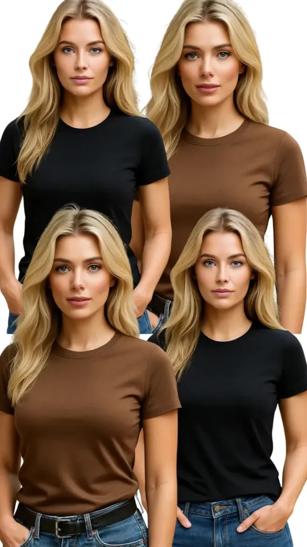 Cód. 477 - Kit 4 Camiseta Babylook Feminina Lisa T-shirt 100% Algodão