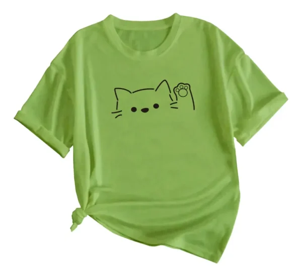 Cód. 455 - Camiseta Customizada Street Wear Gatinho Simples Mininalista