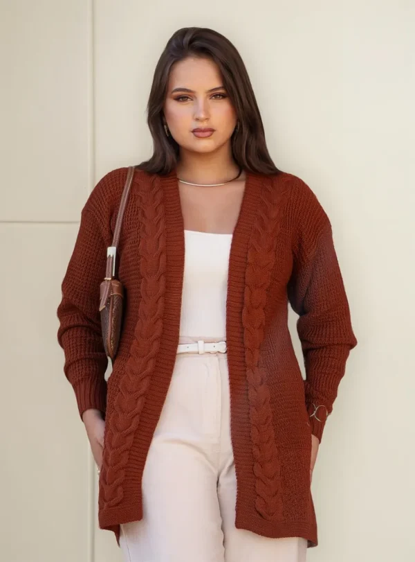 Cód. 574 - Max Cardigan Tricô Detalhado Casaco Blusa De Frio La Inverno