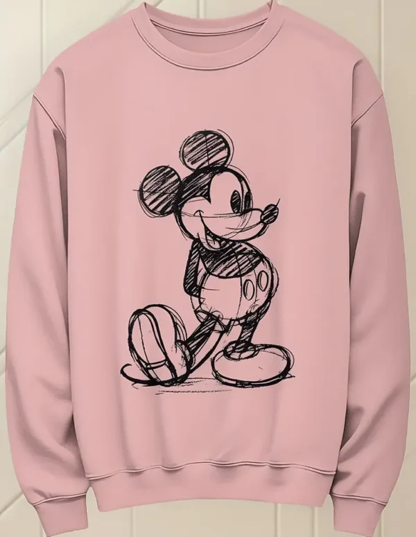 Cód. 523 - Moletom Gola Careca Mickey Esboço Estampa Inverno Delicado