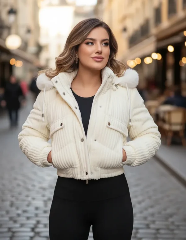 Cód. 720 - Jaqueta Feminina Puffer Veludo Cotelê