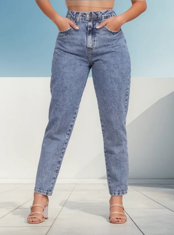 Cód. 368 - Calça Mom Jeans Feminina Cintura Alta Marmorizada