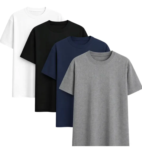 Cód. 445 - Kit 4 Camisas Camiseta Básica Lisa 100% Algodão Premium 30.1