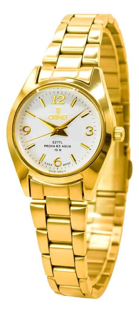 Cód. 895 - Relógio Feminino Orinet Premium Aço Inoxidável Dourado Resistente à Água