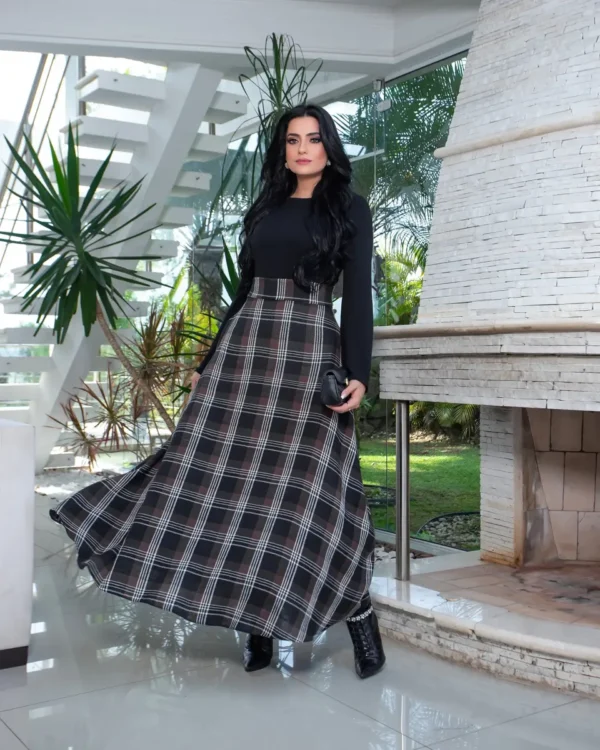 Cód. 1472 - Saia Godê Longa Gisele Santana Feminina Algodão