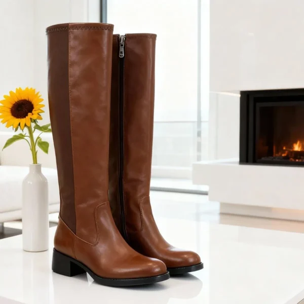 Cód. 280 - Bota Feminina Montaria Panturrilha Grossa Cano Longo Zíper