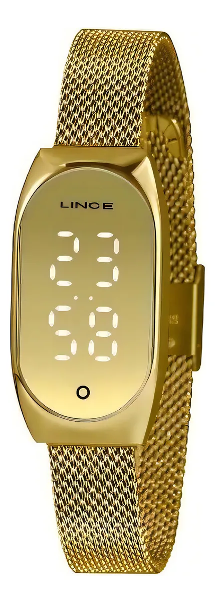 Cód. 303 - Relogio Lince Feminino Dourado Led Touch Digital Ldg4706l