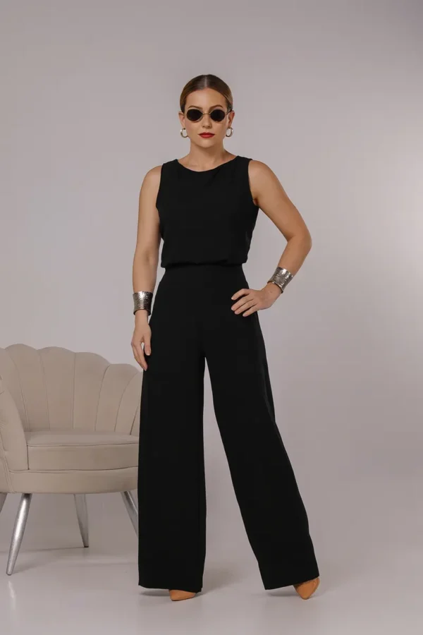 Cód. 1314 - Conjunto Alfaiataria Feminino Calça Wide Leg E Blusa Elegant