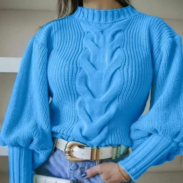 Cód. 1506 - Blusa De Frio Feminina Tricot Estilo Blogueira Com Trança