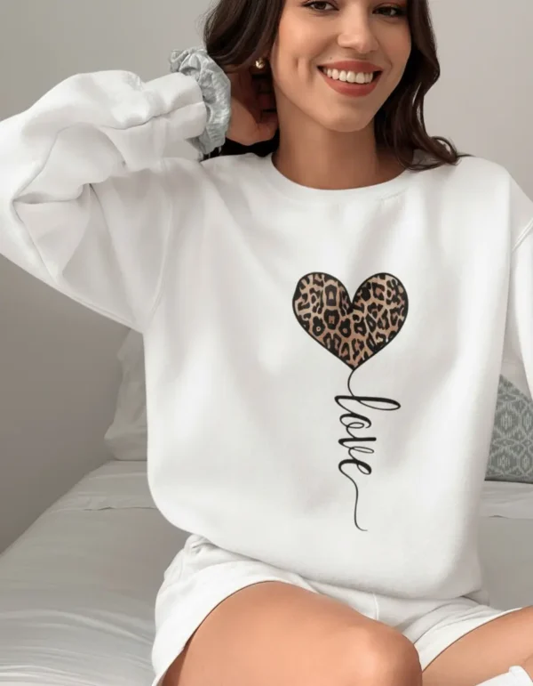 Cód. 532 - Blusa De  Frio Feminino Moletom Coração Onça Flanelado