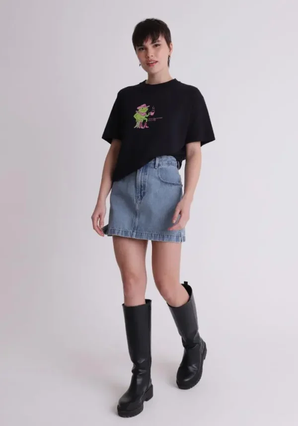 Cód. 1412 - Saia Jeans Com Fenda Nas Laterais
