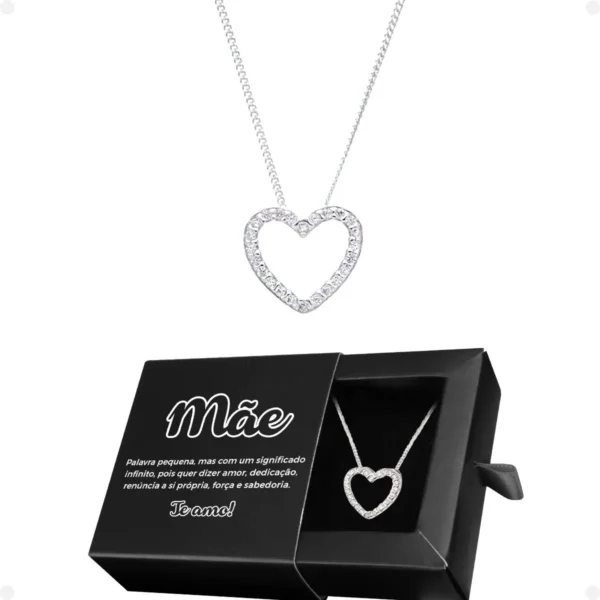 Cód. 1011 - Presente Pra Mãe Criativo Barato Colar Coração + Caixa Texto