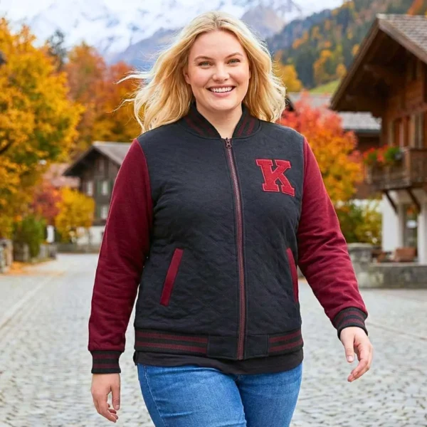 Cód. 1193 - Jaqueta Feminina Plus Size College Americano Com Zíper