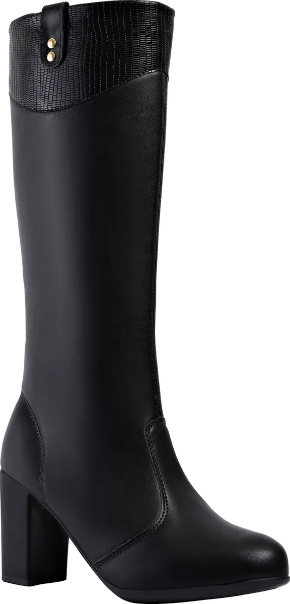 Cód. 219 - Bota Feminina Cano Longo Alto Salto Bloco Grosso Confortável
