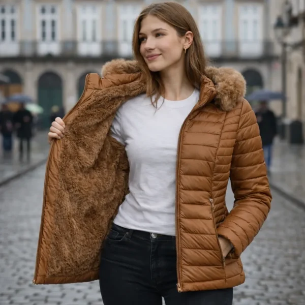 Cód. 1206 - Jaqueta Blusa Feminina Puffer Forrada Impermeável Inverno