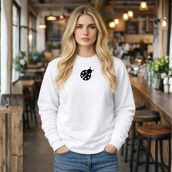 Cód. 1529 - Moletom Feminino Branco Básico Estampado Manga Longa