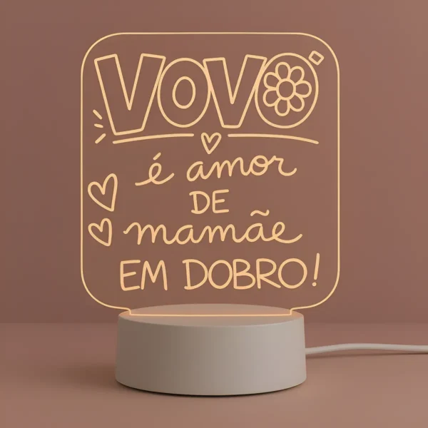 Cód. 949 - Luminária Dia Das Mães- Frase  Vovó É Amor De Mãe Em Dobro